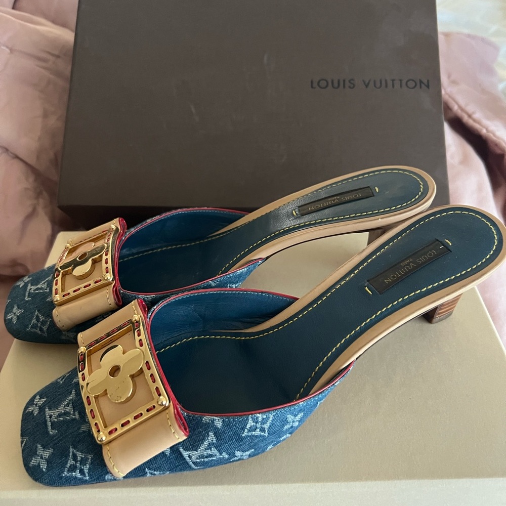 Louis Vuitton denim mules